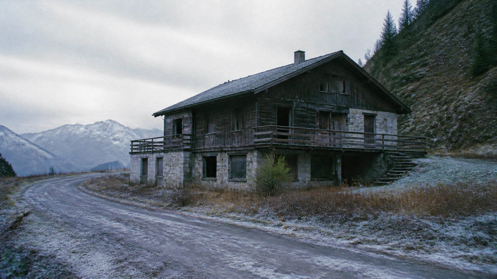 Order of the Solar Temple Alpine chalet in an ominous original editorial interpretation