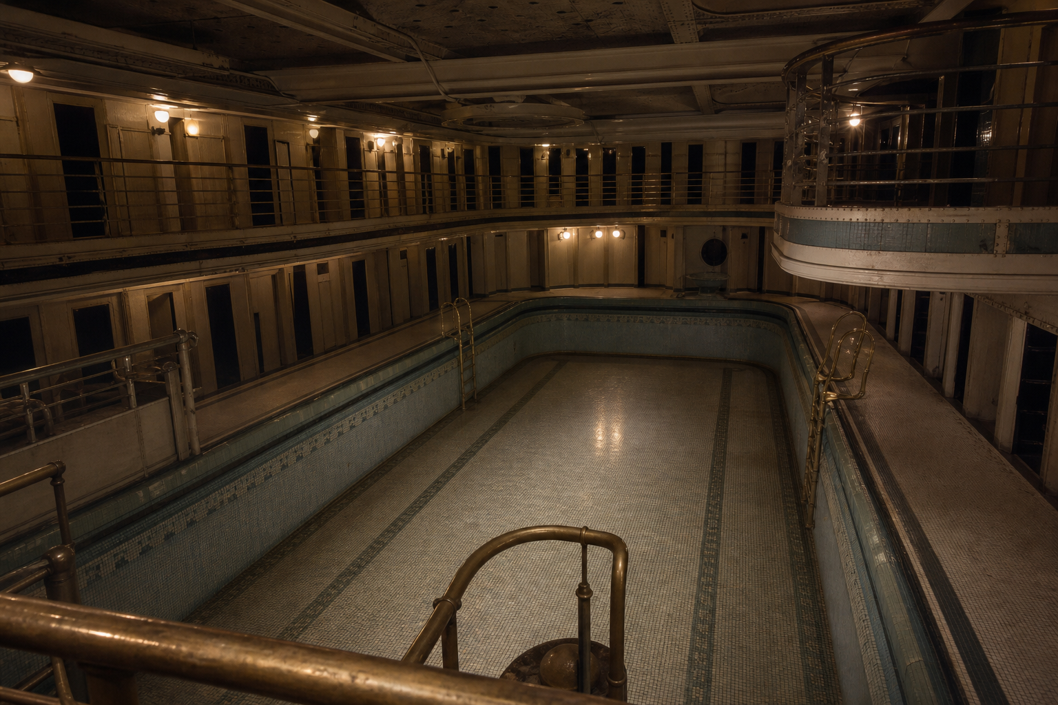 Drained first-class pool associated with haunted Queen Mary ghost stories