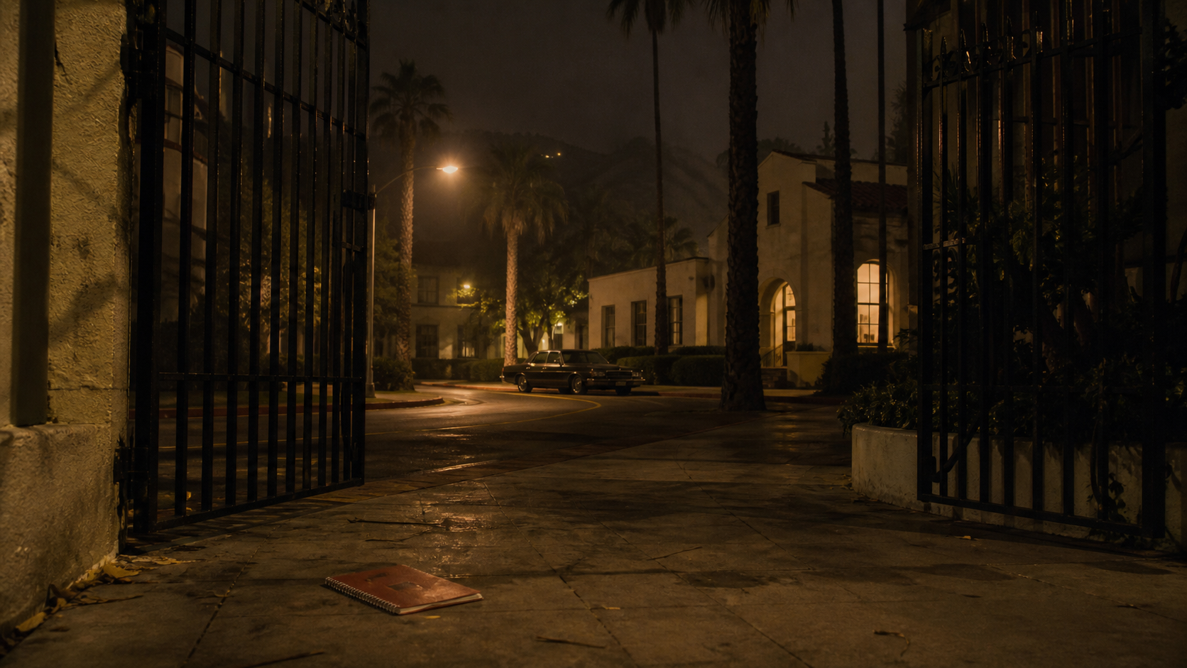 The Shards series inspired 1981 Los Angeles prep-school campus at night