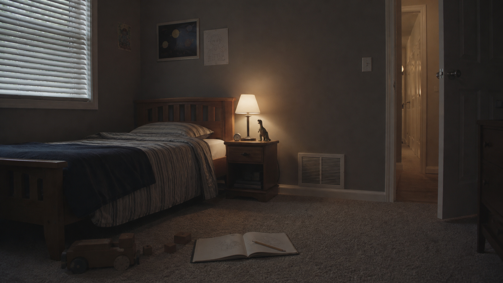 The Whisper Man Netflix thriller empty child bedroom and half-open door