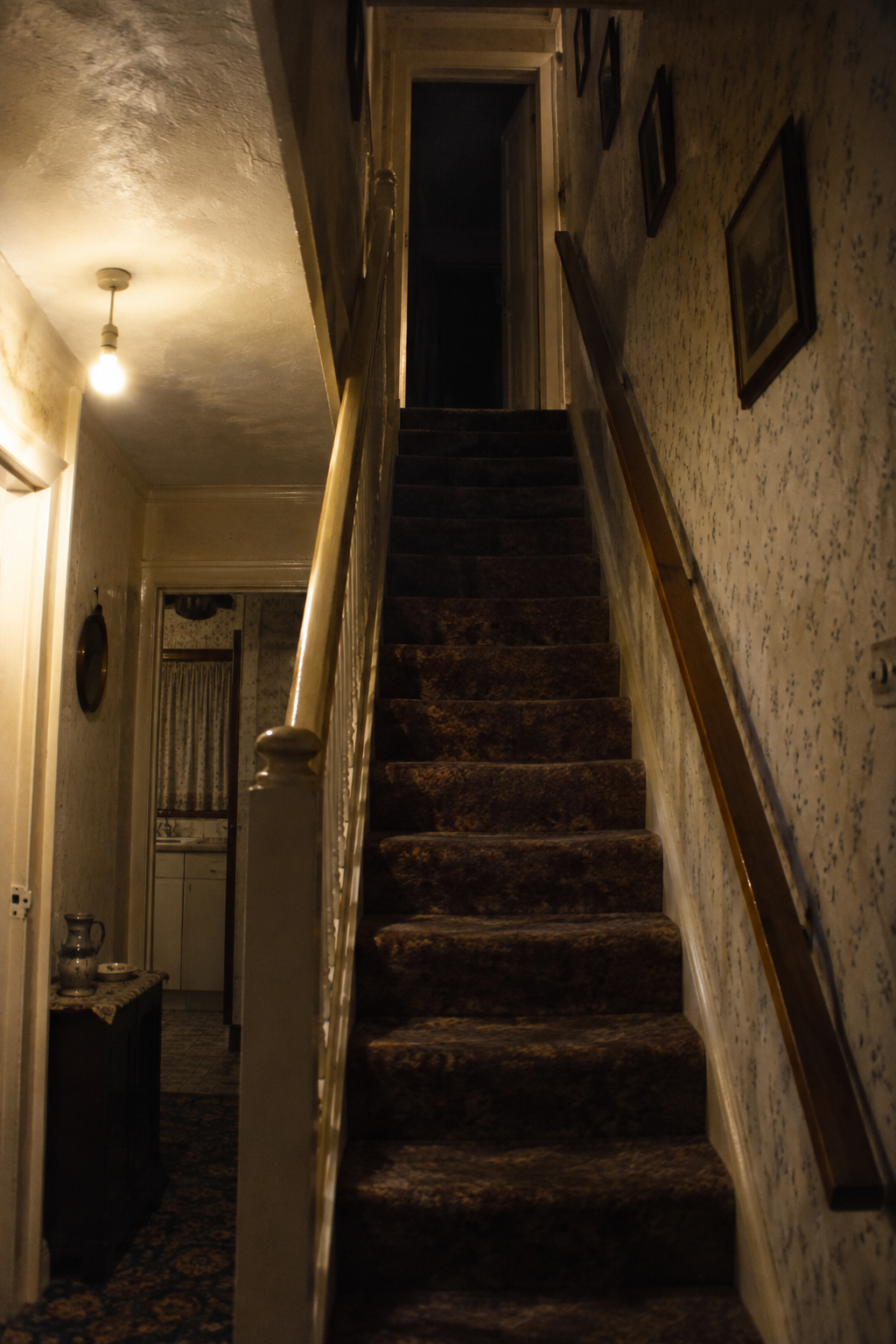 Black Monk of Pontefract staircase at 30 East Drive inspired editorial artwork