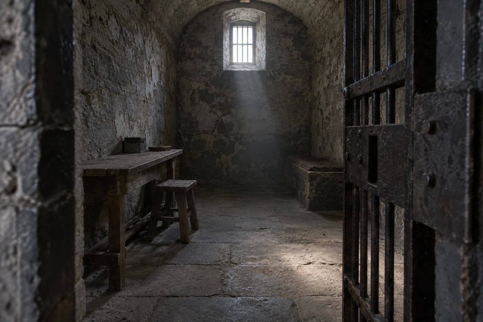 Empty Eastern State Penitentiary cell inspired original editorial artwork