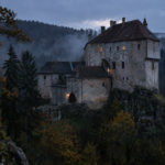 Houska Castle in the dark forests of Central Bohemia