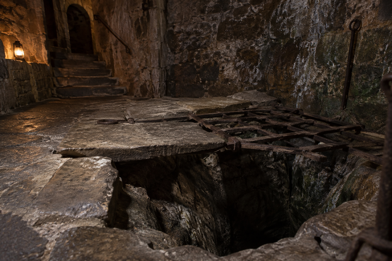 Houska Castle gateway to Hell legend shown as original sealed pit artwork